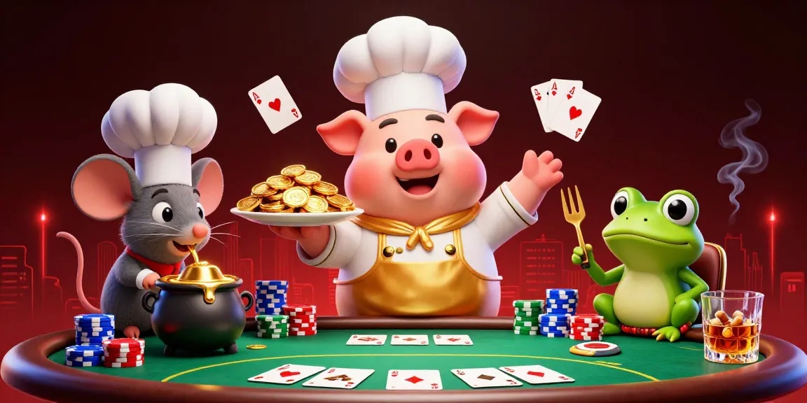 Win rewards with Raja Game in this lively 3D casino scene featuring fun characters.