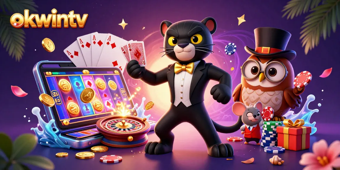 okwintv showcases engaging gambling scenes with a stylish panther dealer and casino elements.