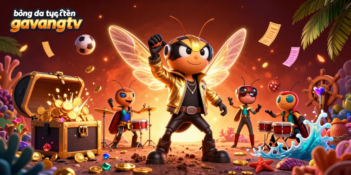 bóng đá trực tuyến gavangtv rock star scene featuring vibrant sports elements and 3D animations