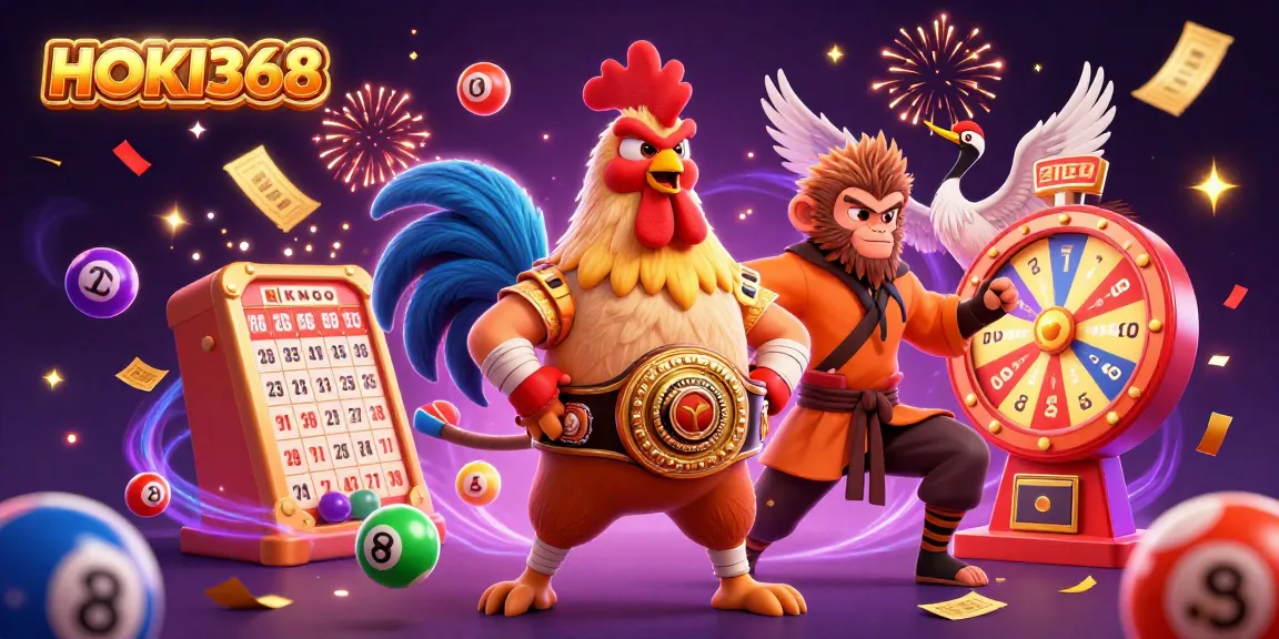 Play exciting lottery games at HOKI368 with dynamic colorful elements and engaging visuals.
